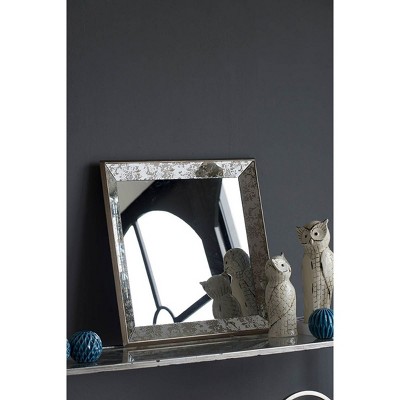 Rectangle Vintage Silver Mirror,Wall Mirror Decor,Mirrored Display Tray,Distressed Mirror Wall Decor For Living Room,Hanging Mirror-The Pop Home