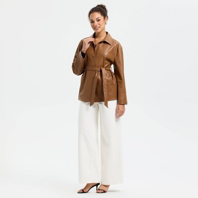 A New Day Women's Tie-Waist Trench Coat - A New Day™ Brown XL — фото 4