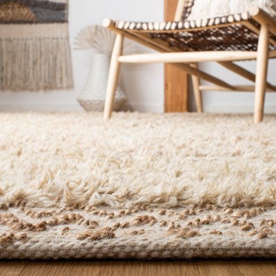 Ivory and Beige Flat Woven Wool Area Rug, 3' x 5'