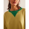 Women's Color Block Sweatshirt Oversized Drop Shoulder Crew Neck Summer Top - 2 of 4