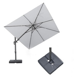 PURPLE LEAF Cantilever Patio Umbrella Outdoor Offset Umbrella with 3 Years Fade Resistance Recycled Fabric With Base - 1 of 4