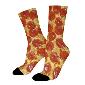 Funny Pizza Design Women Printed Crew Socks Funny Funky Socks Soft Polyester Novelty Gifts for Artists Men - 1 of 4
