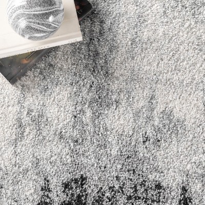 Black Abstract 10' x 14' Synthetic Easy Care Area Rug