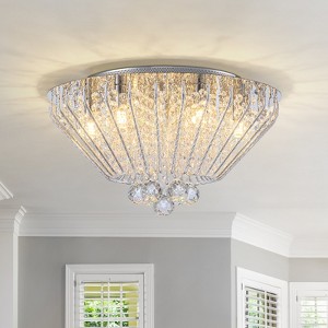 LLHZSY 6-Light Modern Crystal Flush Mount Ceiling Light Fixture-Chrome, 16 9/10"W x 9"H - 1 of 4