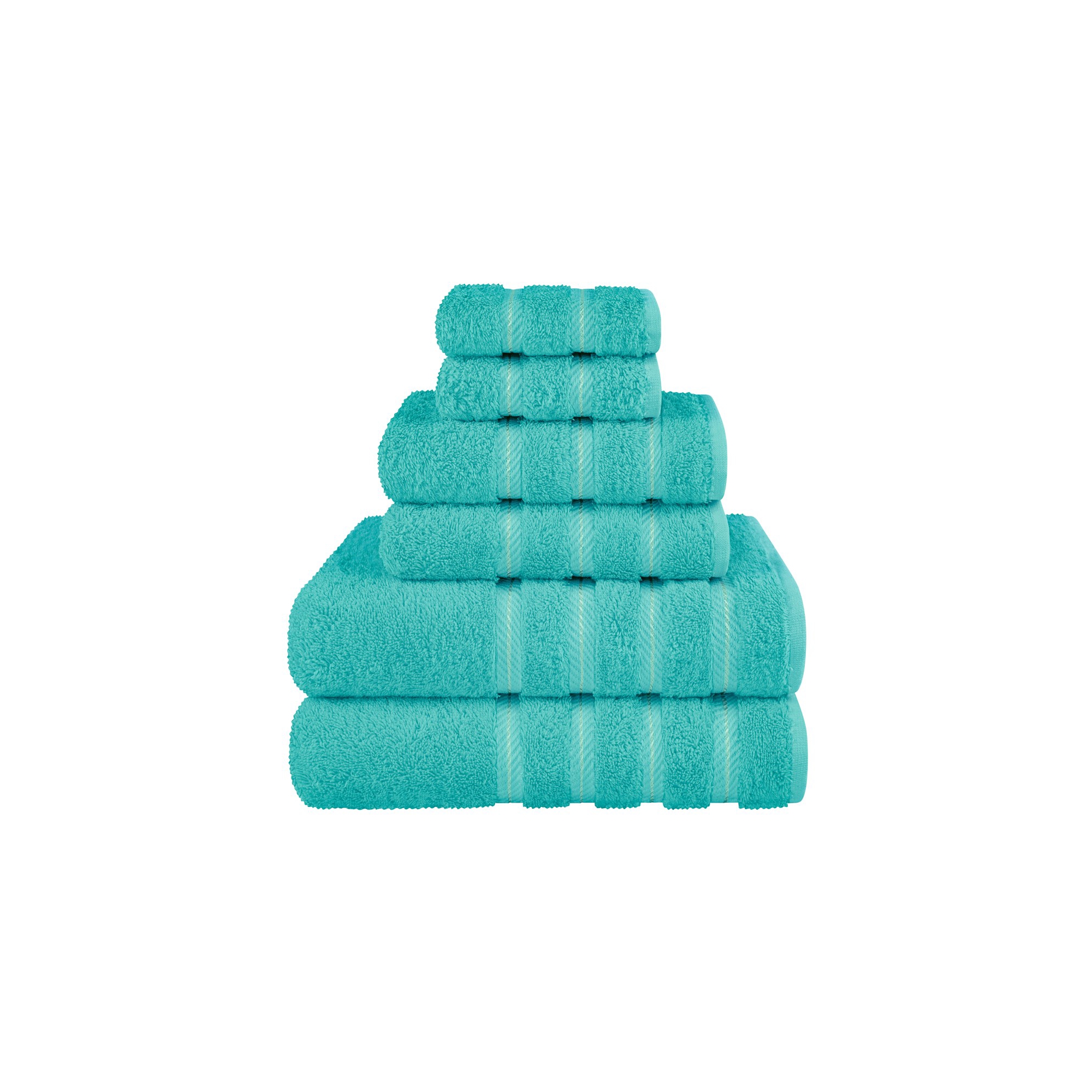 American Soft Linen 6 Piece Towel Set, 100% Cotton Bath Towels for Bathroom, Turquoise Blue