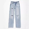 Mocamel Women's Casual Ripped Raw Edge Straight High Waist Denim Trousers - 4 of 4