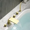 Cobbe 5-Hole Bathtub Faucet Set in Brushed Gold Set - with Hot/Cold Water Switch, Diverter Knob, Hand Shower Head and 4.72-Inch Wide Waterfall Spout - 4 of 4
