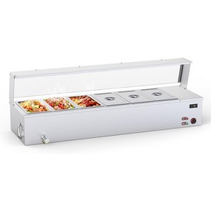 48 QT Commercial Food Warmer,6-Pan Steam Table Stainless Steel  Countertop with Overheating Protection for Catering and Restaurants,1500W,110V - 1 of 4