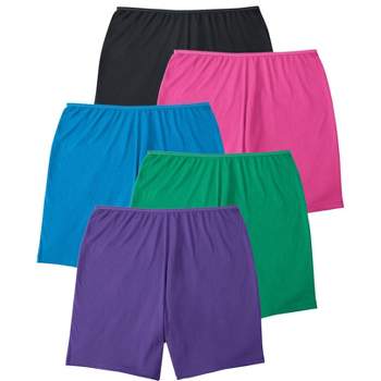 Comfort Choice Women's Plus Size Nylon Brief 5-pack - 12, Blue : Target