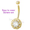 Jewelry Avalanche Women's 14K Gold Lotus Flower 14G Belly Button Ring with 0.87cttw Round Moissanites - 4 of 4