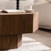 Kumasinova 30.51" Round/Octagon Coffee Table,Wood End Table with Pedestal Base,Modern Coffee Tables for Living Room,Office and Bedroom,Walnut - 3 of 4