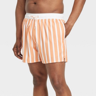 Men's 5'' Striped Swim Shorts - Goodfellow & Co™ Orange L