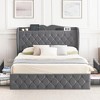 Upholstered Velvet Bed Frame With 4 Storage Drawers and Charging Station, Button Tufted Platform Bed With Wingback Headboard Shelf, Heavy Duty - 3 of 4