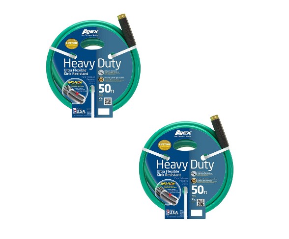 Teknor Apex Ultra Flex Outdoor Garden Watering Hose, 5/8 Inch X 50 Feet (2 Pack)