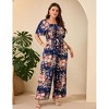 Clearlove Jumpsuits for Plus Size Women Casual Square Neck One Piece Floral Wide Leg Rompers - 3 of 4