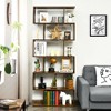 Costway 1/2 PCS 6 Tier S-Shaped Bookshelf Storage Display Bookcase Z-Shelf Coffee - 3 of 4