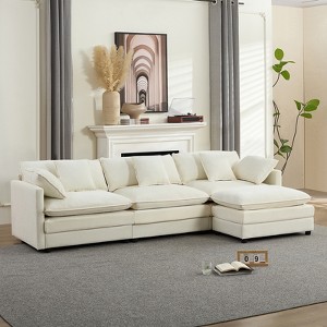 Mjkone 113'' L-Shaped Modular Sectional Sofa,Modern Chenille 4-Seat Cloud Couch with Ottoman and Thickened Cushion - 1 of 4