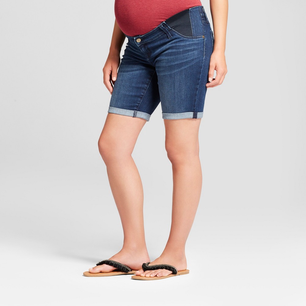 Maternity Inset Panel Bermuda Jean Shorts - Isabel Maternity by Ingrid & Isabel Dark Wash 14 was $24.99 now $20.0 (20.0% off)