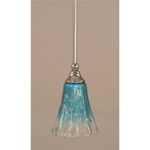 Toltec Lighting Any 1 - Light Pendant in  Chrome with 5.5" Fluted Teal Crystal  Shade - 1 of 1