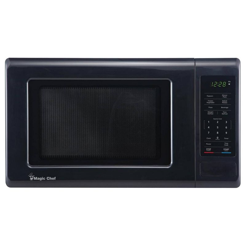 Magic Chef 0.9 Cubic Feet 900 Watt Stainless Countertop Microwave Oven for Compact Spaces with 6 Pre Programmed Cooking Modes, Black, 1 of 7