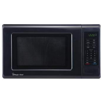 Magic Chef 0.9 Cubic Feet 900 Watt Stainless Countertop Microwave Oven for Compact Spaces with 6 Pre Programmed Cooking Modes, Black