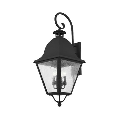 Elegant Black Seeded Glass 4-Light Outdoor Wall Lantern