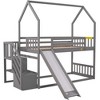 Sapphtopaz Space-Saving Twin over Twin House Bunk Bed for Teens/Adults, Simple Bed Frame with Convertible Slide, Storage Staircase for Bedroom, Gray - 4 of 4