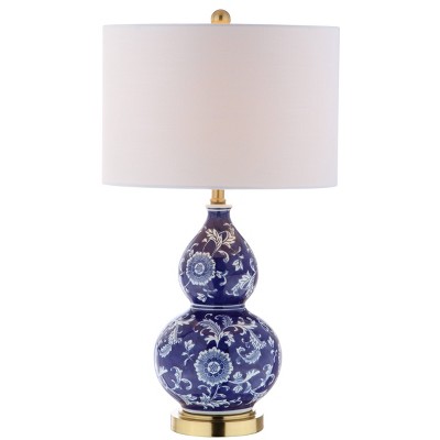 blue and white ceramic table lamp