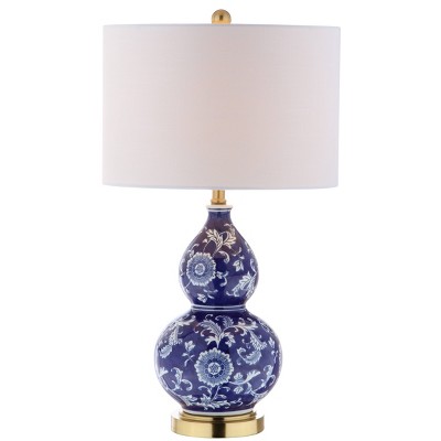 27" Ceramic Lee Chinoiserie Table Lamp (Includes LED Light Bulb) Blue - JONATHAN Y