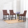 WestinTrends 24" Linen Tufted Buttons Upholstered Wingback Counter Stool (Set of 3) - 2 of 4