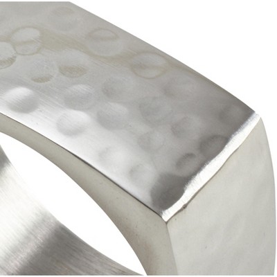 Square Hammered Silver Aluminum Napkin Rings, Set of 4
