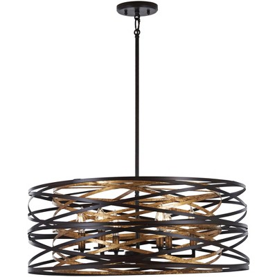 Minka Lavery Vortic Flow 26" Wide Dark Bronze and Mosaic Gold 6-Light Pendant