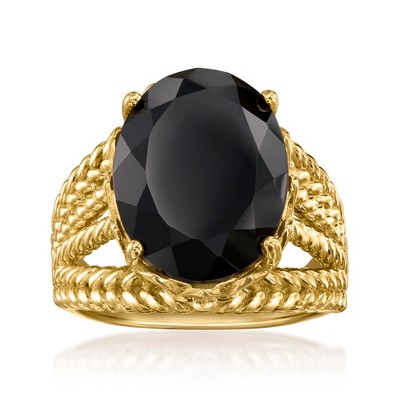 Ross-Simons Onyx Roped Ring in 18kt Gold Over Sterling
