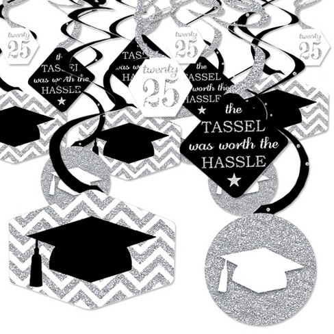 Big Dot of Happiness Silver Graduation Class of 2025 Decorations Hanging Swirls - Set of 40 - image 1 of 4