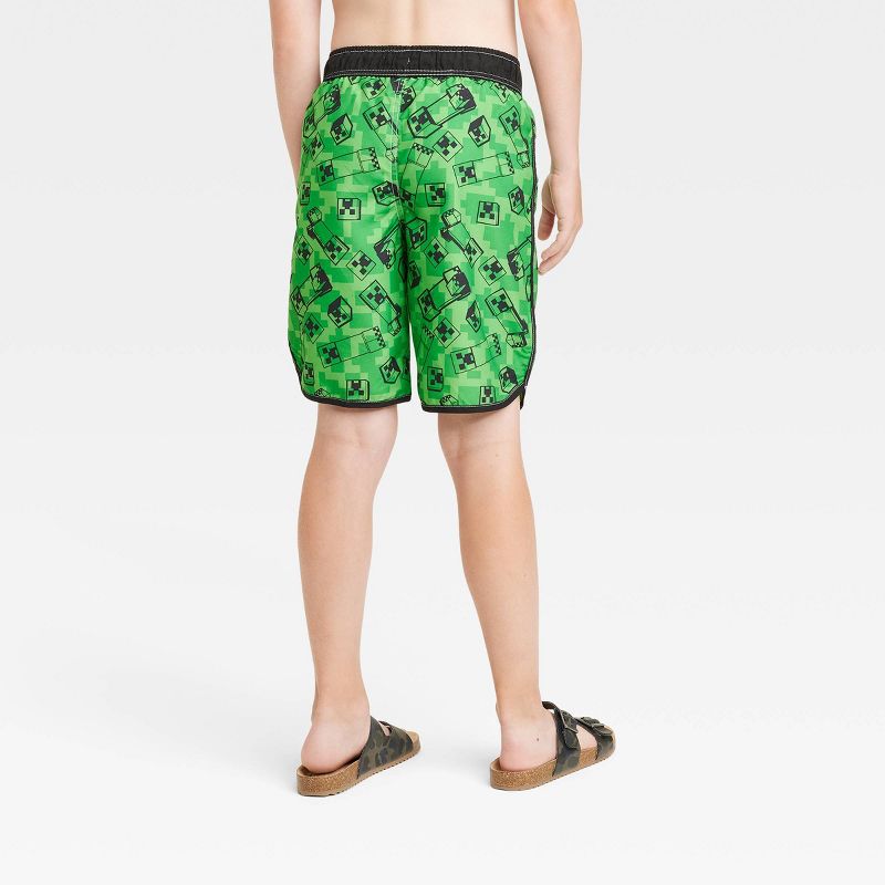 Boys' Minecraft Swim Shorts - Green, 2 of 4