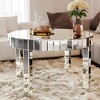 Kumasinova High Gloss Silver Round Coffee Table with Fluted Mirror Glass Tabletop,Luxury Accent Center Table Decorative Cocktail Table for Living Room - 3 of 4