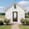 Lirago 36 x 80 Left Hand Inswing Brown Fiberglass Front doors with Brickmould 4-9/16" Vinyl Frame Frosted Glass - 3 of 4