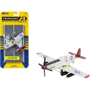 North American P-51C Mustang Fighter Aircraft Gray "US Army Air Force" with Runway Section Diecast Model Airplane by Runway24 - 1 of 3