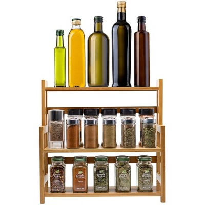 Natural Bamboo 3-Tier Countertop Organizer and Spice Rack