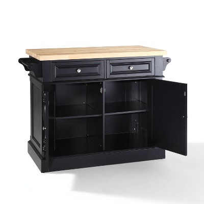Black Hardwood Butcher Block Top Kitchen Island