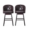 32" Barrel Back Swivel Bar Stools Set of 2 with PU Leather Upholstery,Button Tufting & Nailhead Trim for Kitchen Island,Home Bar-Baofuwish - 3 of 4