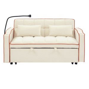 TIRAMISUBEST 3-in-1 Convertible Velvet Sofa Bed with Adjustable Backrest & Storage Bag,55.5-inch Futon for Living Room and Bedroom - 1 of 4