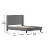 Emma and Oliver Extended Side Accent Nail Trimmed Upholstered Platform Bed - 4 of 4