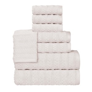 Waffle Textured Stripes Zero Twist Cotton Medium Weight Towel Set by Blue Nile Mills - 1 of 4