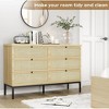 Brafab Rattan Dresser for Bedroom, 6 Drawer Mid-Century Natural Wood Dressers, Long Dresser TV Stand, Boho Closet Organizer Chests of Drawer - 3 of 4