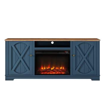 70" Farmhouse TV Stand for TVs up to 70" with Electric Fireplace Navy - Festivo
