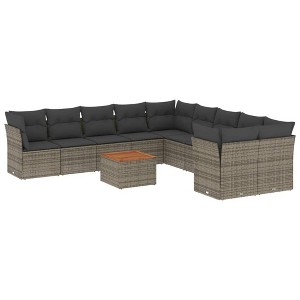 vidaXL Garden Sofa Set Grey PE Rattan Large Modular Garden Sofa Set - 1 of 4