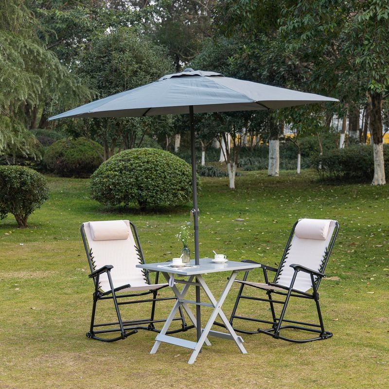 Outsunny Foldable Dining Table, Square Wood Side Table, Portable Bistro Table with Umbrella Hole for Outdoor Patio, Garden or Backyard, 3 of 7