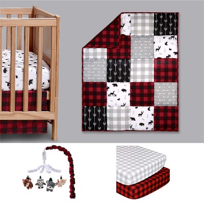 The Peanutshell Buffalo Plaid Crib Bedding Set, 2 Pk Sheets And Mobile ...