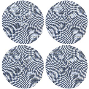 Home Mart Goods Blue Extra Thick Woven Trivet Round Placemats Natural Cotton Hot Potholder Mat Heat Resistant - 9"x9"(Pack of 4) - 1 of 4
